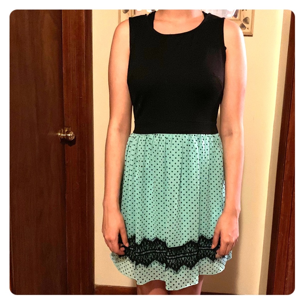 Teal and black dress